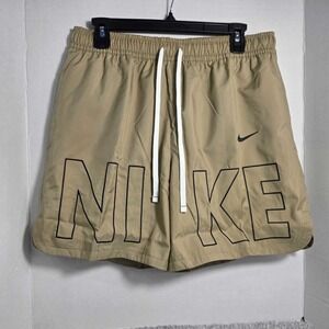 Nike Sportswear Men's Woven Flow Monogram Shorts Size M Tan Beige FJ1653-247 NEW